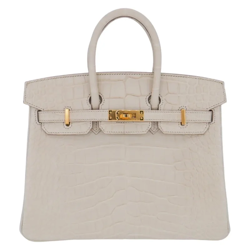 1:1 Hermès Replica – Birkin 25 Beton Matte Alligator Gold HW - Premium Alternative