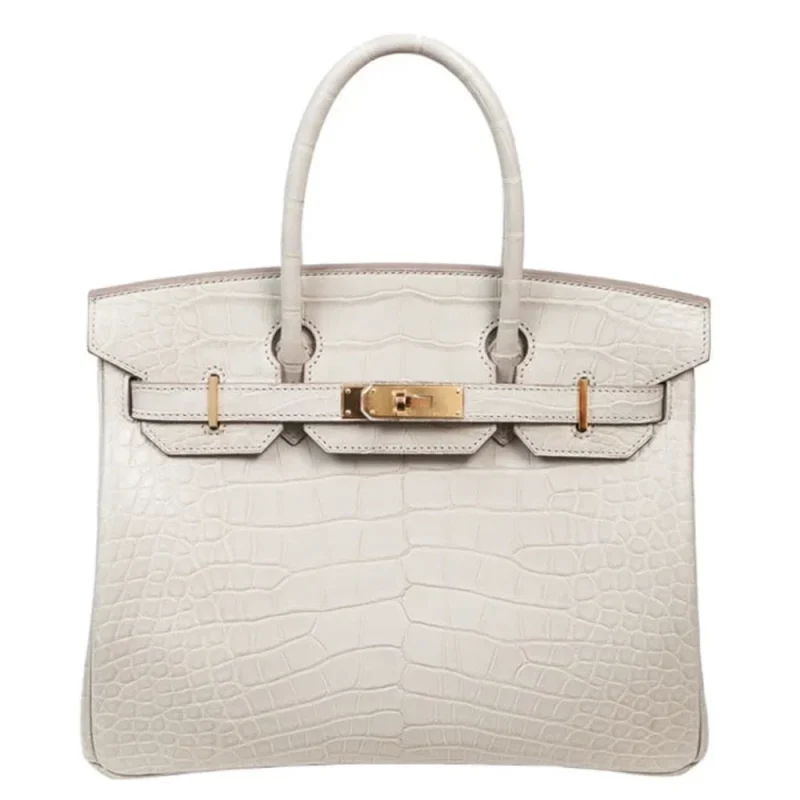 1:1 Hermès Replica – Birkin 30 Beton Matte Alligator Gold HW - Premium Alternative