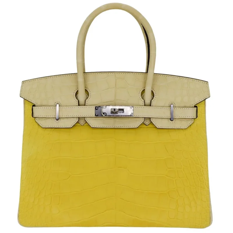 1:1 Hermès Replica - Birkin 30 HSS Vanille/ Mimosa Matte Alligator Palladium HW
