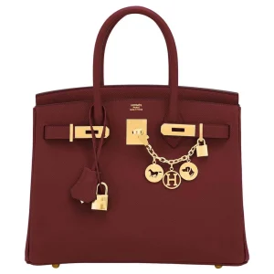 1:1 Hermès Replica - Birkin 30 Rouge H Contour Epsom Gold HW