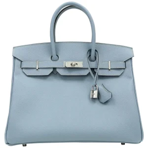 1:1 Hermès Replica – Birkin 35 Bleu Lin Epsom Palladium HW