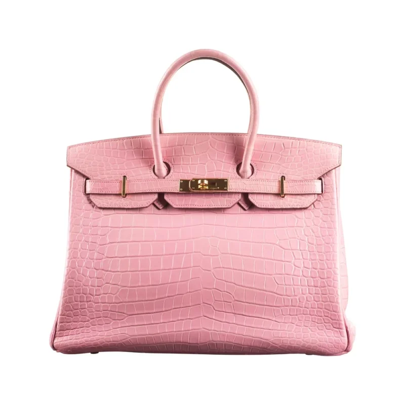 1:1 Hermès Replica - Birkin 35 Bubblegum Matte Alligator Gold HW