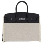 11 Hermès Replica - Birkin 35 Fray Canvas Black Swift Palladium HW Front 1:1 Hermès Replica – Birkin 35 Fray Canvas Black Swift