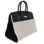 11 Hermès Replica - Birkin 35 Fray Canvas Black Swift Palladium HW Side1