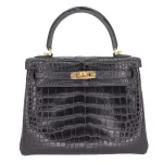 11 Hermès Replica - Kelly 25 Retourne Black Matte Alligator Gold HW Front 1:1 Hermès Replica - Kelly 25 Retourne Black Matte Alligator Gold HW
