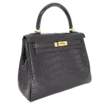 11 Hermès Replica - Kelly 25 Retourne Black Matte Alligator Gold HW Side