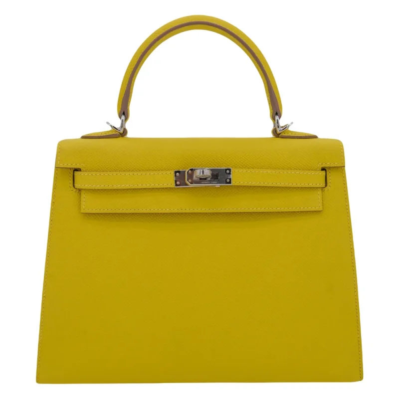 1:1 Hermès Replica - Kelly 25 Sellier Lime Epsom Palladium HW