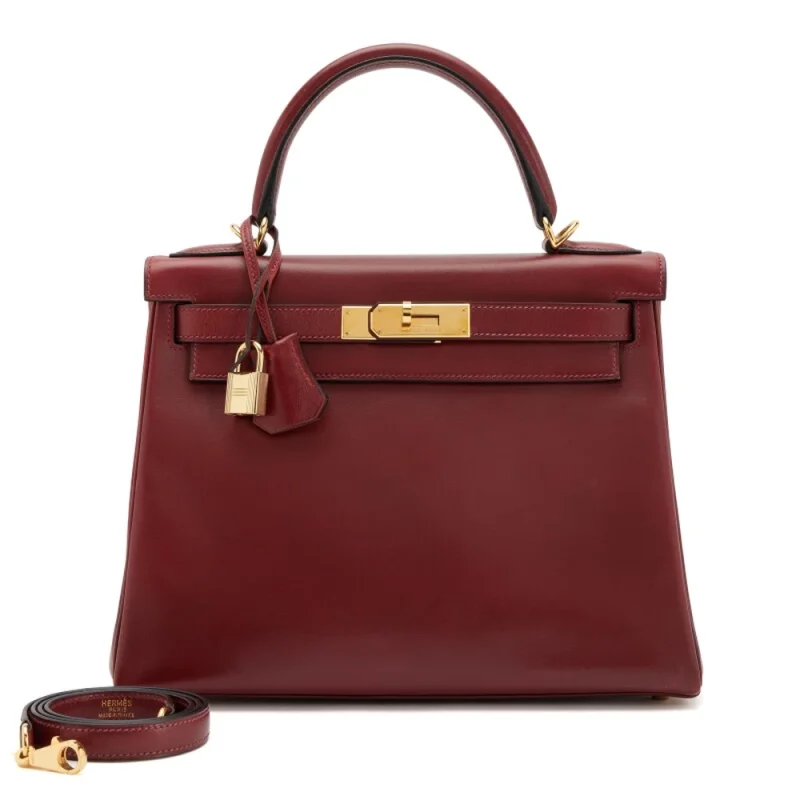 1:1 Hermès Replica - Kelly 28 Sellier Rouge H Box Calf Gold HW