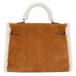 11 Hermès Replica - Kelly 35 Teddy Shearling ChamoisEcruAlezan Suede Palladium HW Back