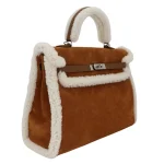 11 Hermès Replica - Kelly 35 Teddy Shearling ChamoisEcruAlezan Suede Palladium HW Side