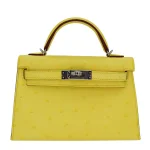 11 Hermès Replica - Kelly II Sellier Mini Jaune Citron Ostrich Palladium HW Front 1:1 Hermès Replica - Kelly II Sellier Mini Jaune Citron Ostrich Palladium HW
