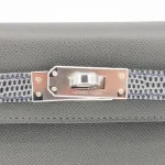 11 Hermès Replica - Kelly II Sellier Mini Touch Graphite MadameShiny Lizard Palladium HW Detail1
