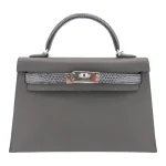11 Hermès Replica - Kelly II Sellier Mini Touch Graphite MadameShiny Lizard Palladium HW Front 1:1 Hermès Replica - Kelly II Sellier Mini Touch Graphite Madame/Shiny Lizard Palladium HW