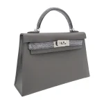 11 Hermès Replica - Kelly II Sellier Mini Touch Graphite MadameShiny Lizard Palladium HW Side
