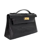 11 Hermès Replica - Kelly Pochette Black Matte Alligator Gold HW Side