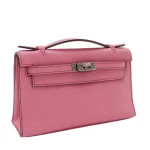 11 Hermès Replica - Kelly Pochette Bubblegum Swift Palladium HW side