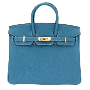 Artisan-Grade Hermès Dupes - Birkin 25 Bleu Jean Togo Bag