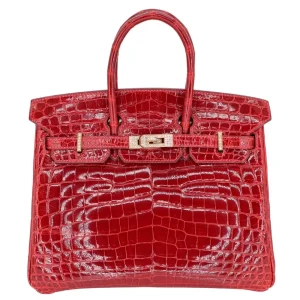 Artisan-Grade Hermès Dupes - Birkin 25 Braise Shiny Niloticus