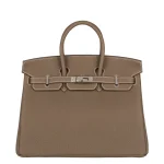 Artisan-Grade Hermès Dupes - Birkin 25 Etoupe Togo Palladium HW Front Artisan-Grade Hermès Dupes - Birkin 25 Etoupe Togo Palladium HW