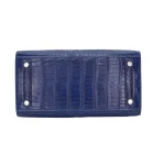 Artisan-Grade Hermès Dupes - Birkin 25 Sellier Indigo Aizome Matte Porosus Crocodile Palladium HW Bottom