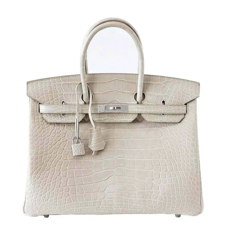 Artisan-Grade Hermès Dupes - Birkin 35 Beton Alligator Palladium HW