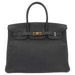 Artisan-Grade Hermès Dupes - Birkin 35 Black Togo Gold HW Front Artisan-Grade Hermès Dupes – Birkin 35 Black Togo Gold HW