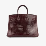 Artisan-Grade Hermès Dupes - Birkin 35 Bordeaux Shiny Porosus Gold HW Back