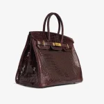 Artisan-Grade Hermès Dupes - Birkin 35 Bordeaux Shiny Porosus Gold HW Side1