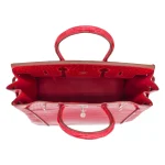 Artisan-Grade Hermès Dupes - Birkin 35 Braise Shiny Porosus Crocodile Palladium HW Interior