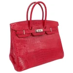 Artisan-Grade Hermès Dupes - Birkin 35 Braise Shiny Porosus Crocodile Palladium HW Side1