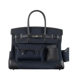 Artisan-Grade Hermès Dupes - Birkin 35 Cargo Bleu Marine Palladium HW