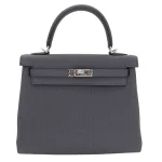 Artisan-Grade Hermès Dupes - Kelly 25 Retourne Gris Misty Togo Palladium HW Front Artisan-Grade Hermès Dupes - Kelly 25 Retourne Gris Misty Togo Palladium HW