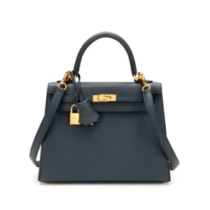Artisan-Grade Hermès Dupes - Kelly 25 Sellier Bleu Indigo Epsom Gold HW