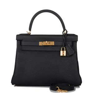 Artisan-Grade Hermès Dupes - Kelly 28 Retourne Black Togo Gold HW