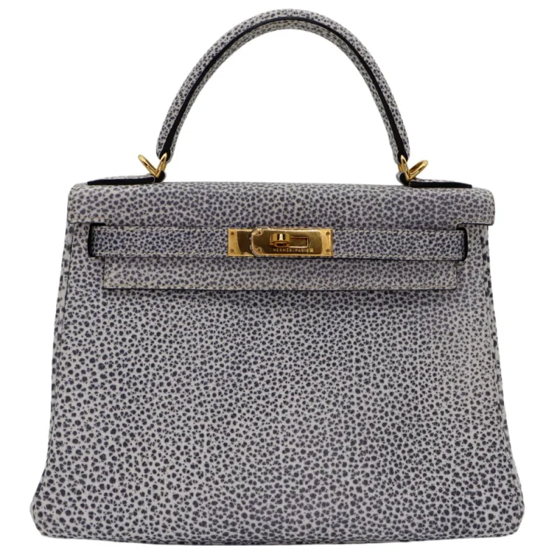 Artisan-Grade Hermès Dupes - Kelly 28 Retourne Dalmatian Buffalo Gold HW