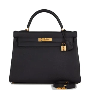 Artisan-Grade Hermès Dupes - Kelly 32 Black Togo Gold HW