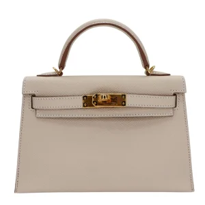 Artisan-Grade Hermès Dupes - Kelly II Sellier Mini Craie Epsom Gold HW