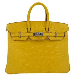 Hermès Birkin 25 in Mimosa Matte Alligator Leather Palladium HW