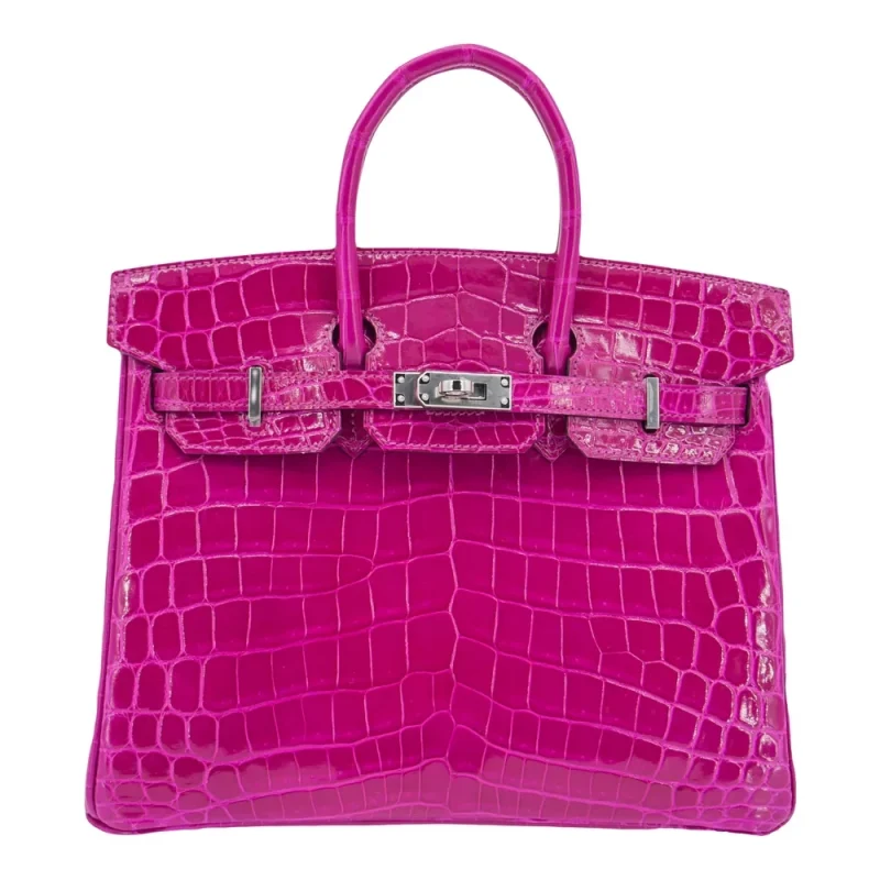 Best Replica Hermes - Birkin 25 Rose Pourpre Shiny Niloticus Crocodile Palladium HW