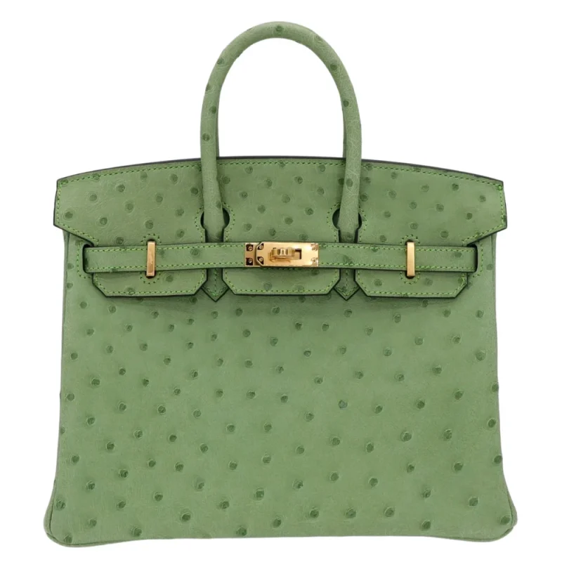 Best Replica Hermes – Birkin 25 Vert Criquet Ostrich Gold HW - Premium Alternative Bag