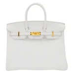 Best Replica Hermes - Birkin 25 White Clemence Gold HW Front Best Replica Hermes - Birkin 25 White Clemence Gold HW