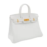Best Replica Hermes - Birkin 25 White Clemence Gold HW Side1