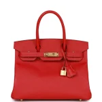 Best Replica Hermes - Birkin 30 Rouge Casaque Epsom Gold HW Front Best Replica Hermes - Birkin 30 Rouge Casaque Epsom Gold HW