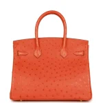 Best Replica Hermes - Birkin 30 Tangerine Ostrich Gold HW Back