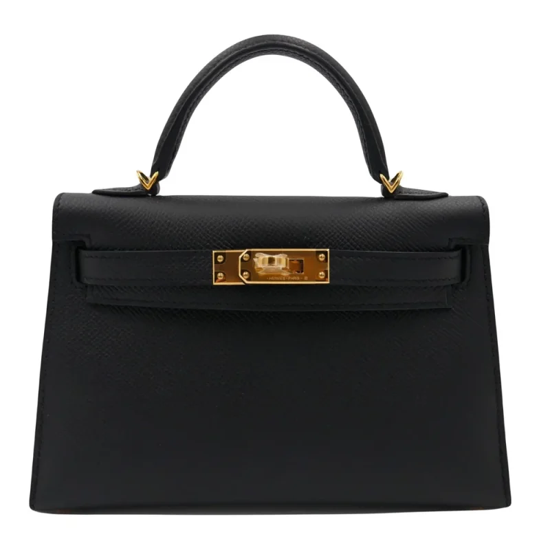 Best Replica Hermes - Kelly II Sellier Mini Black Epsom Gold HW