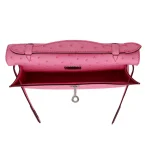 Best Replica Hermes - Kelly Pochette Bubblegum Ostrich Palladium HW Interior