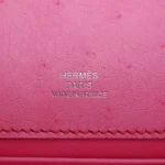 Best Replica Hermes - Kelly Pochette Bubblegum Ostrich Palladium HW Logo