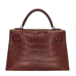 Best Replica Hermes - Mini Kelly II Havane Matte Alligator Palladium HW Back