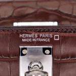 Best Replica Hermes - Mini Kelly II Havane Matte Alligator Palladium HW Logo
