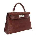 Best Replica Hermes - Mini Kelly II Havane Matte Alligator Palladium HW Side